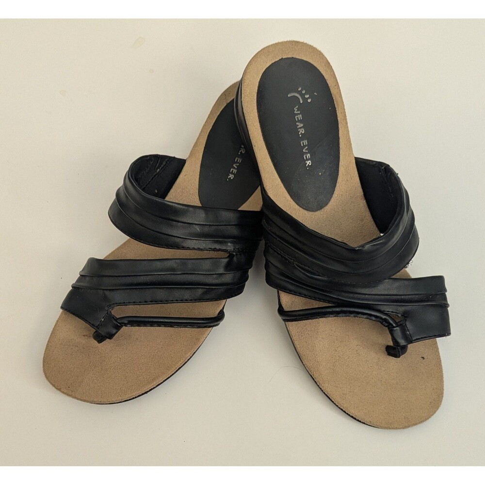 Black Sandals 1  1/4 inch heel size 7 1/2